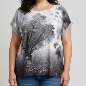 😍SHOW SPECIAL - Grey Tree and Rain Sleeveless Tee estimated size 1X